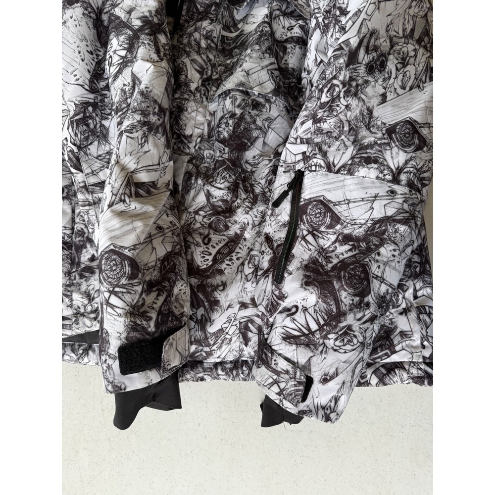 Arctic Queen‎ XXL Ski Snowboard Jacket Black White Print Outdoor Fabric - Picture 7 of 8